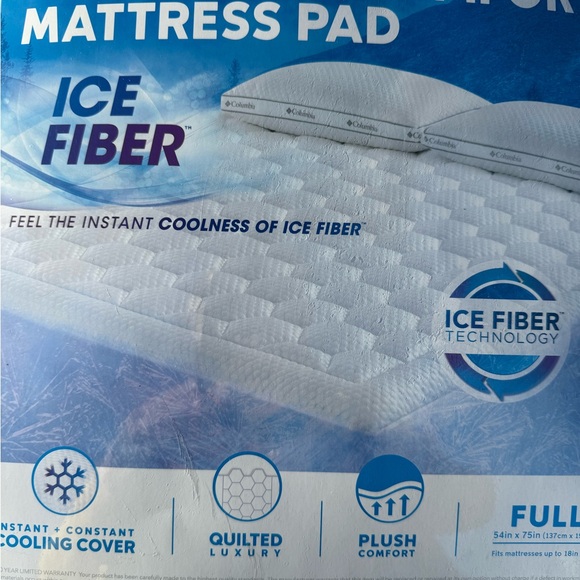 Columbia Super Cool Comfort Mattress Pad White Full NWT